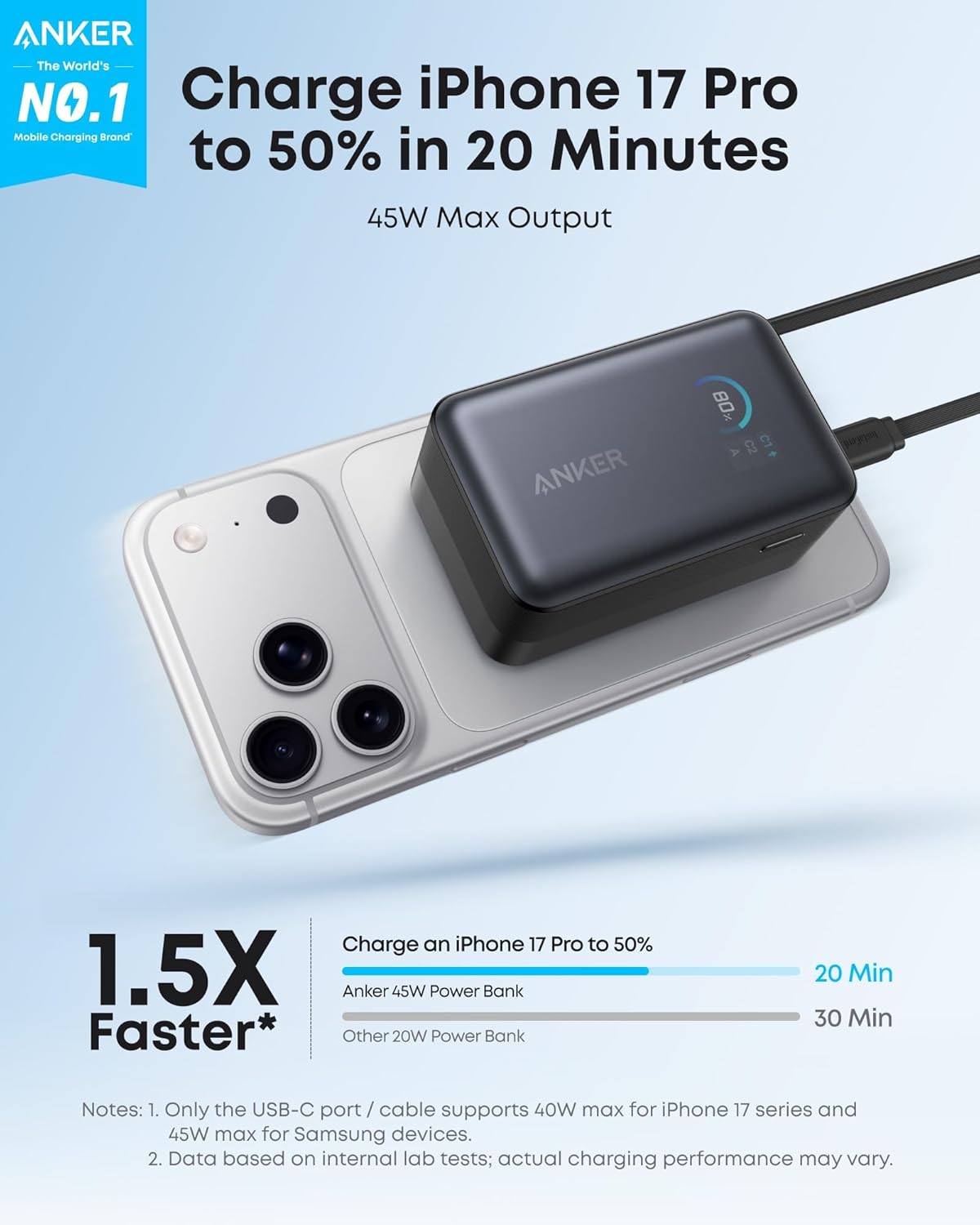 Anker Nano Power Bank 10K 45W Built-In Retractable USB-C Cable