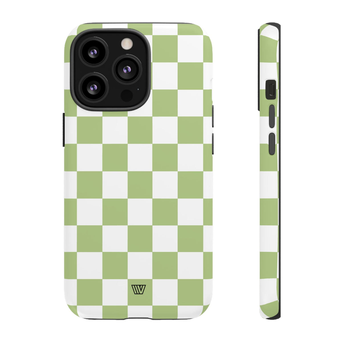 Pale Olive White Checkerboard Tough Phone Case