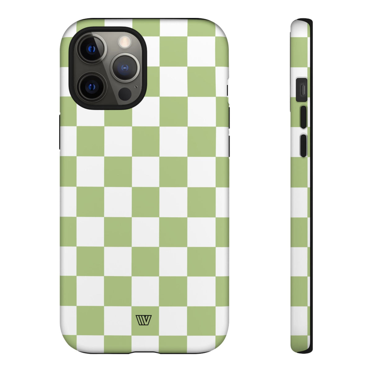 Pale Olive White Checkerboard Tough Phone Case