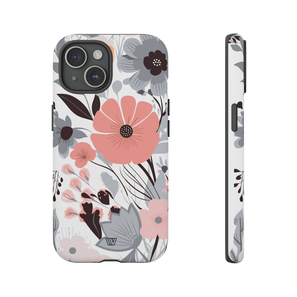 Gray Pastel Flowers Tough Phone Case