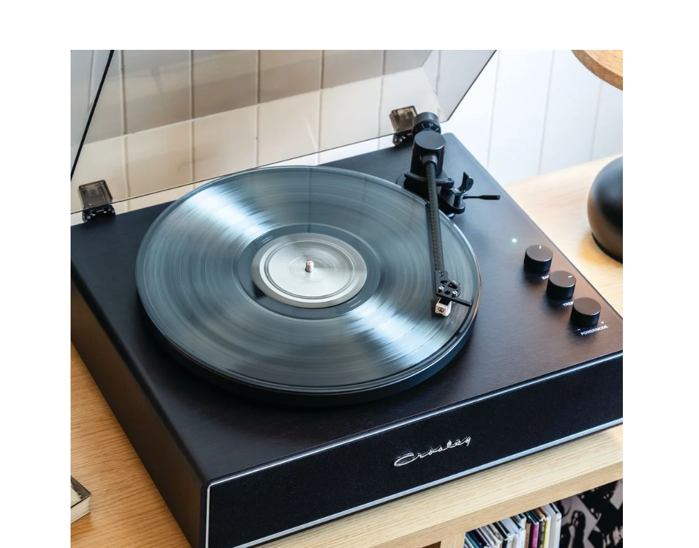 Crosley CR6046A Stave Bluetooth Turntable with Built-in Speakers, Black-NEW