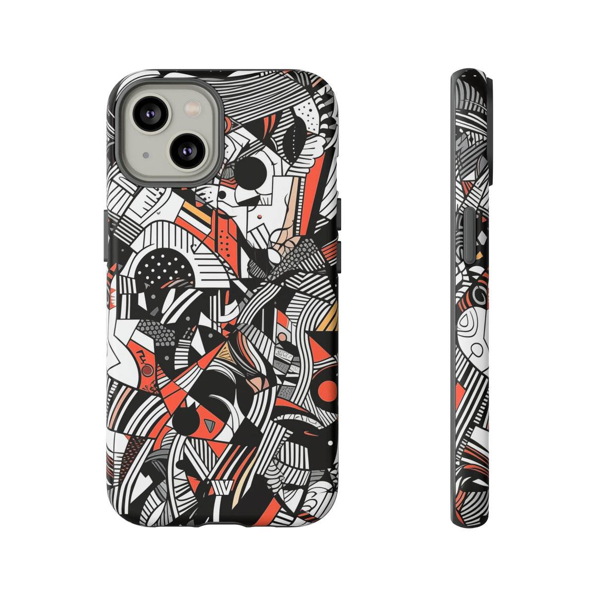 Abstract Doodle Tough Phone Case Dual-Layer Protection