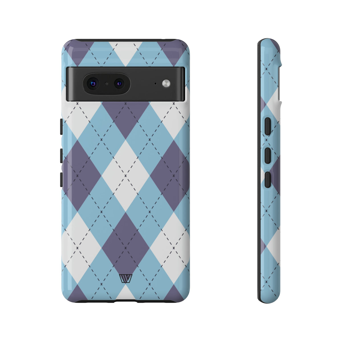 Tough Phone Case Blue White Purple Argyle Polycarbonate Shell