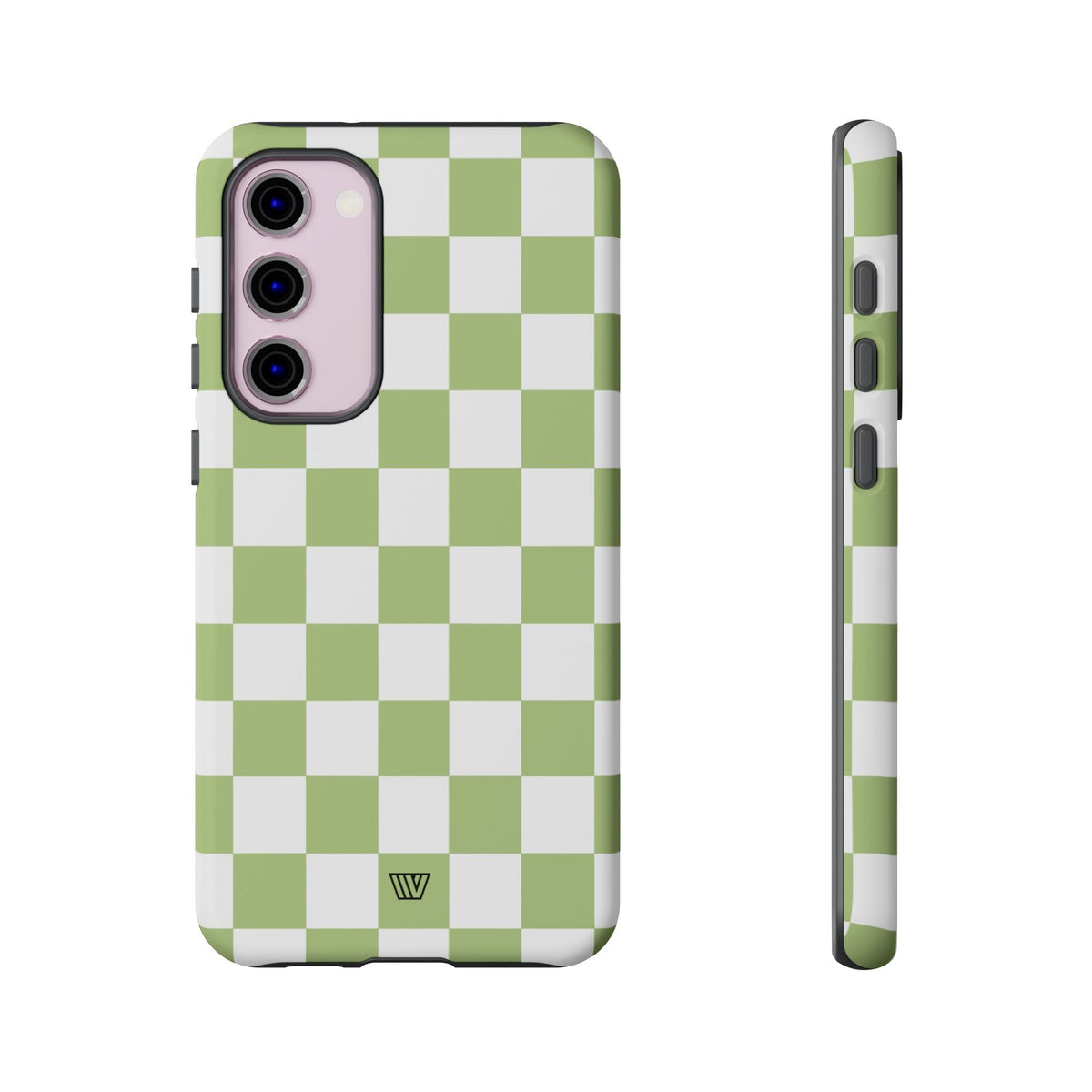 Pale Olive White Checkerboard Tough Phone Case