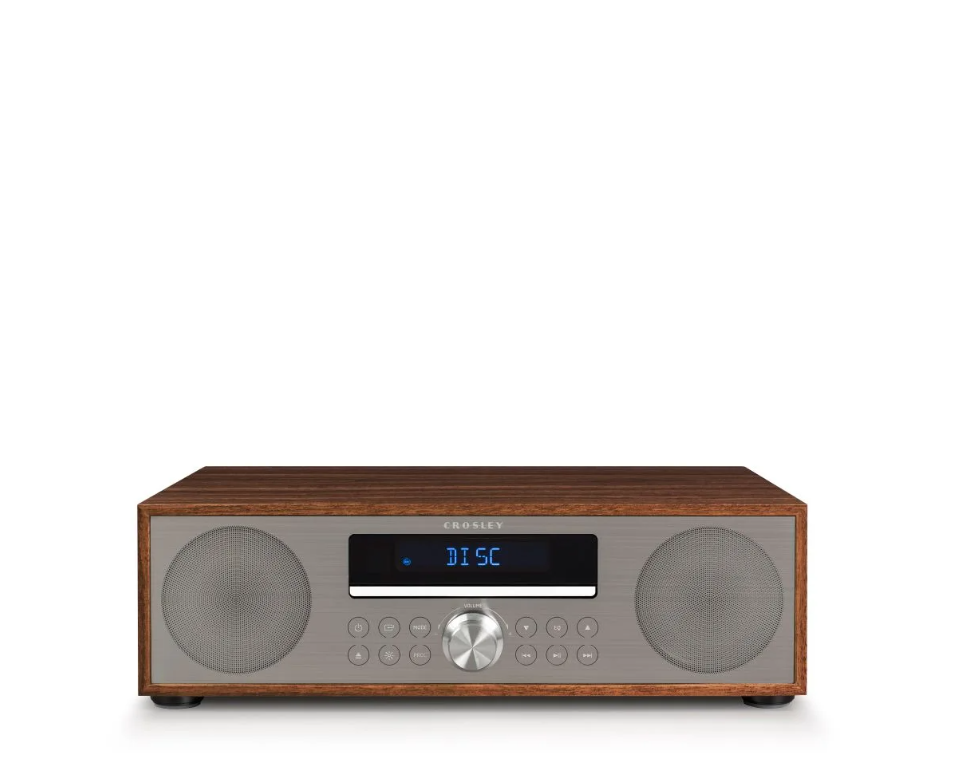Crosley CR3501A Fleetwood Clock Radio & CD Player With Bluetooth -Walnut -NEW