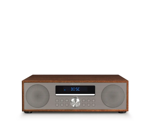 Crosley CR3501A Fleetwood Clock Radio & CD Player With Bluetooth -Walnut -NEW