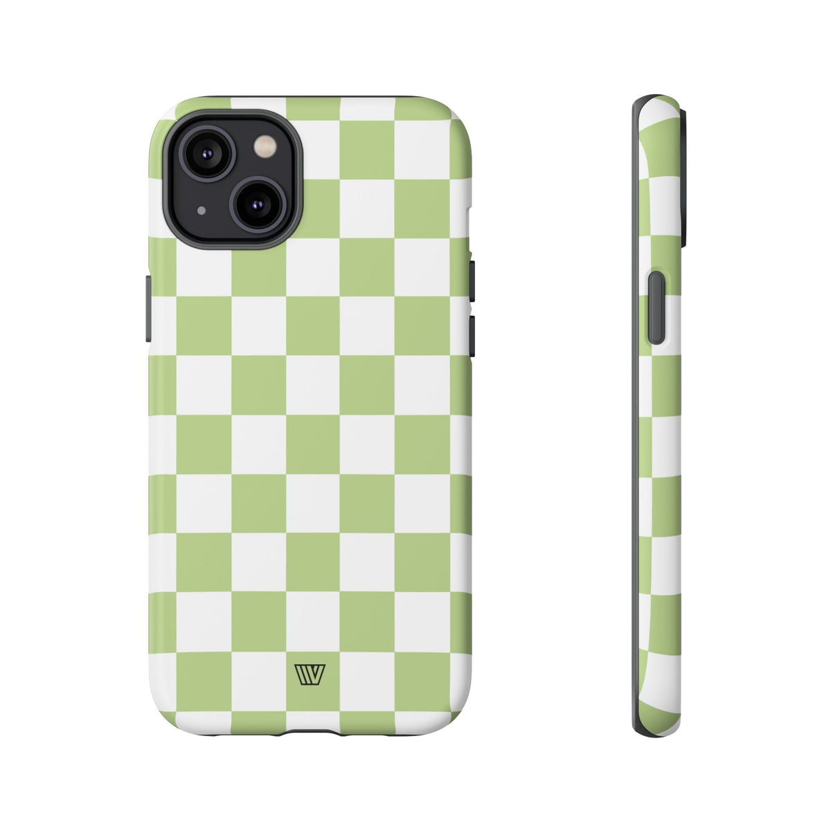 Pale Olive White Checkerboard Tough Phone Case