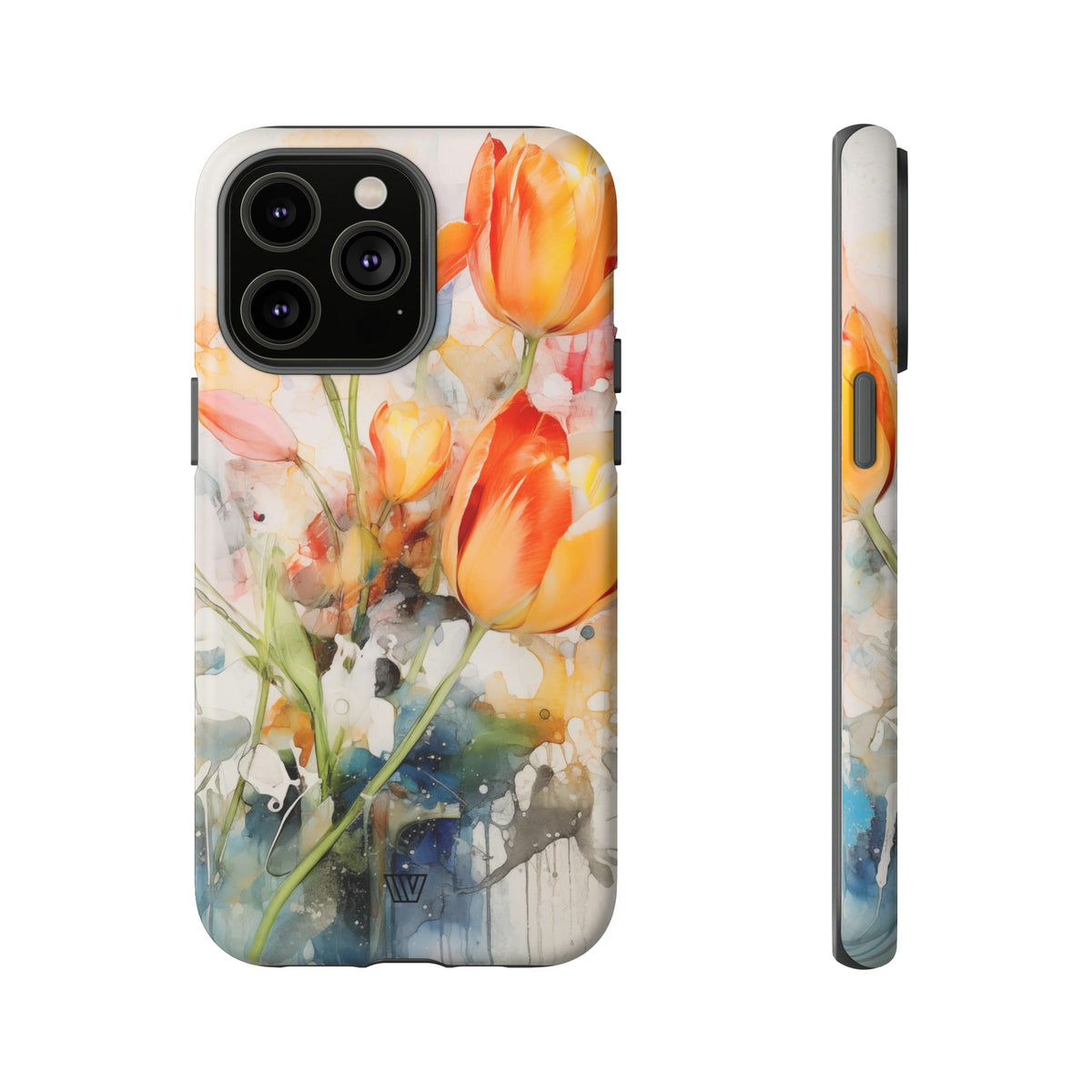 Watercolor Tulips Tough Phone Case Impact Resistant Polycarbonate Shell