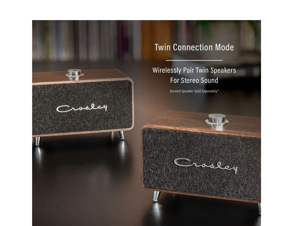 Crosley CR3049A Stanza Portable Bluetooth Speaker -Walnut -NEW