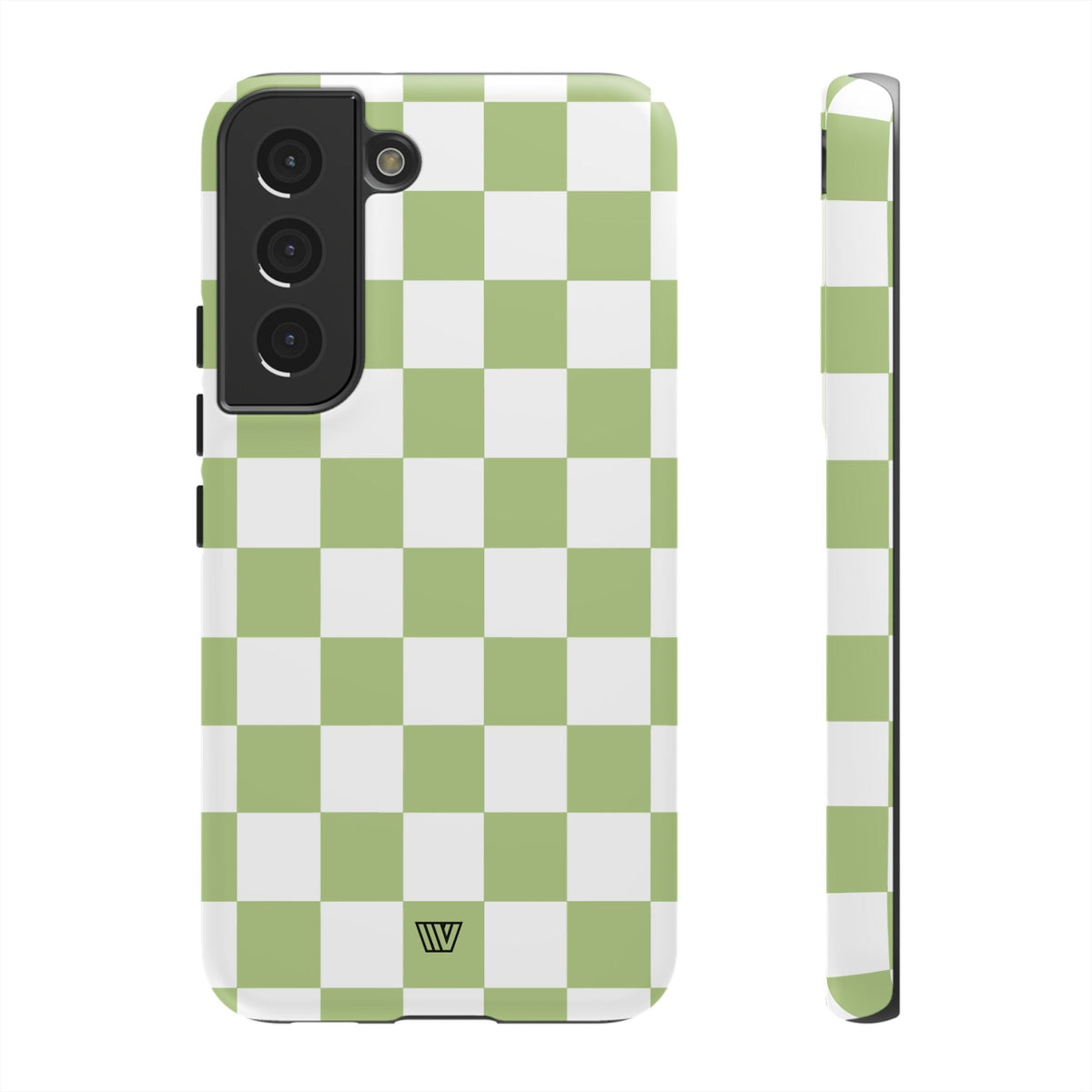 Pale Olive White Checkerboard Tough Phone Case