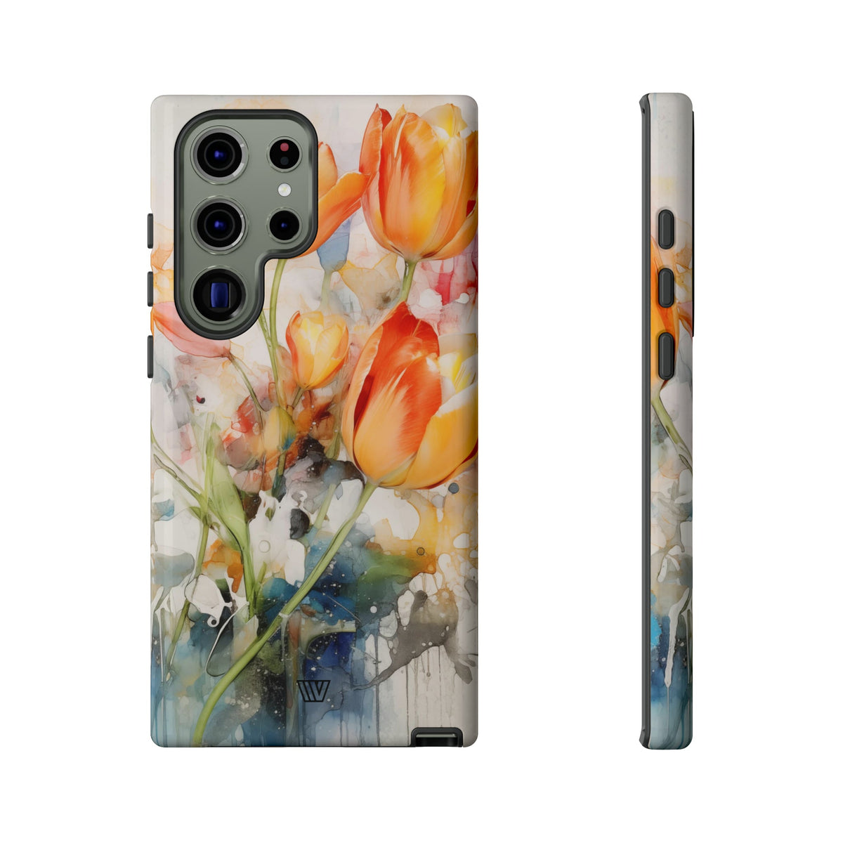 Watercolor Tulips Tough Phone Case Impact Resistant Polycarbonate Shell