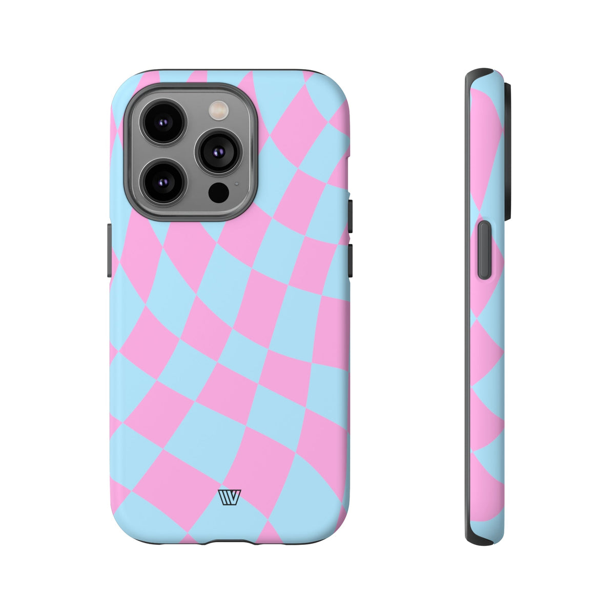 Blue Pink Curvy Checkerboard Tough Phone Case Trovvve