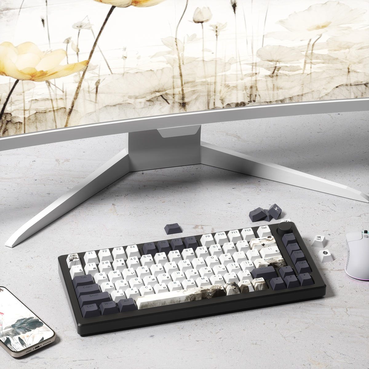 Lotus Cherry Profile Shine-Through Dye-Sub PBT Keycap Set XVX