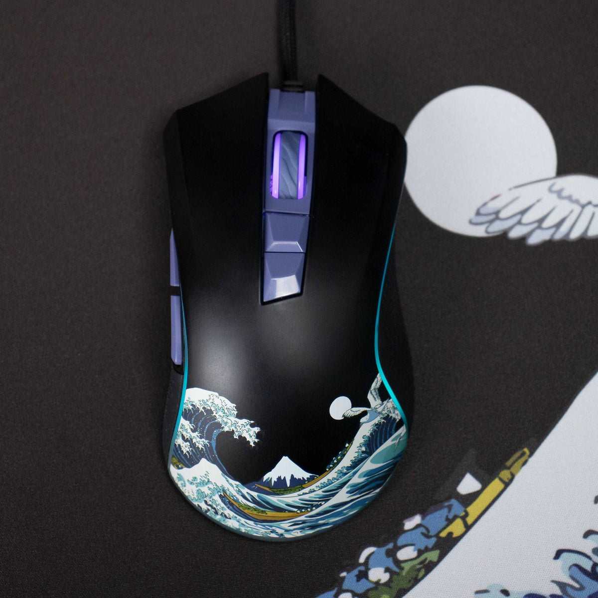 Kanagawa Themed Programmable Wired Gaming Mouse 7 Buttons XVX G705