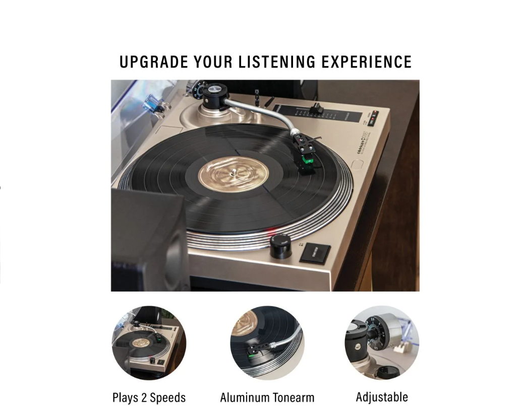 Crosley C100BT 2-Speed Bluetooth  Turntable, Champagne-NEW