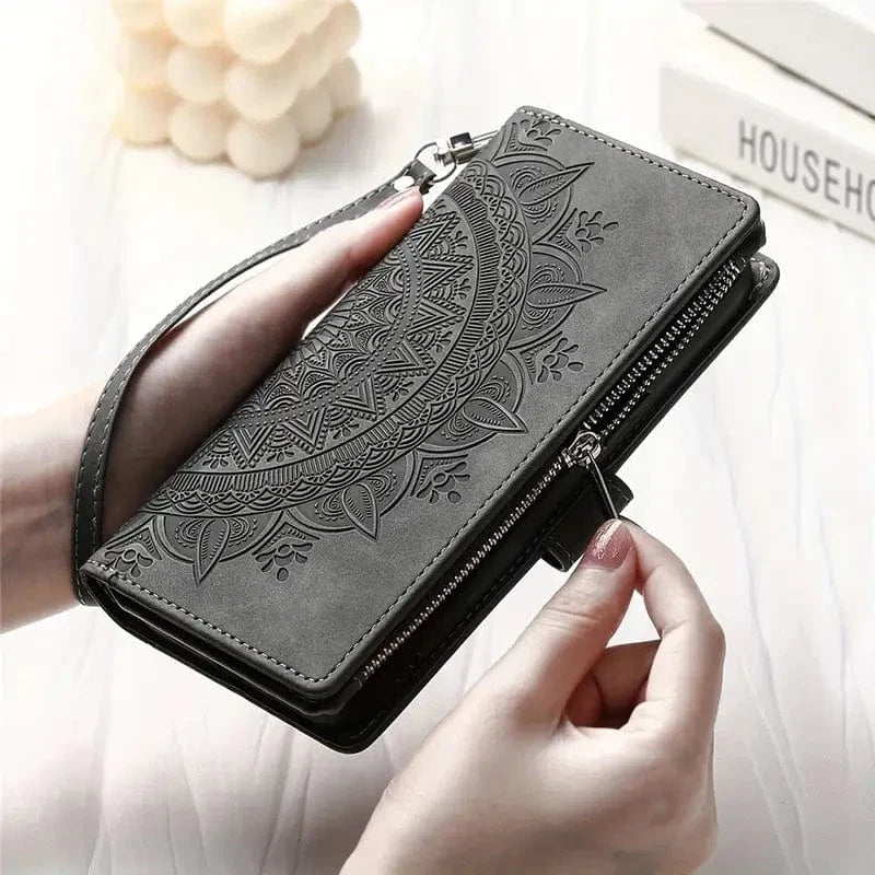 Stylish Vegan Leather Wallet Lanyard Phone Case