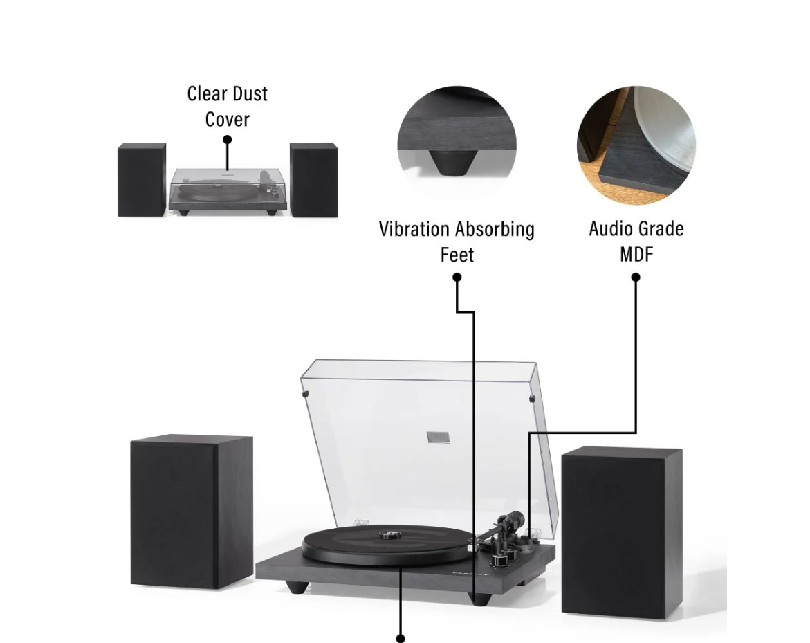Crosley C62C-BK Belt-Drive 2-Speed Vinyl Bluetooth Turntable Record Player Black -NEW