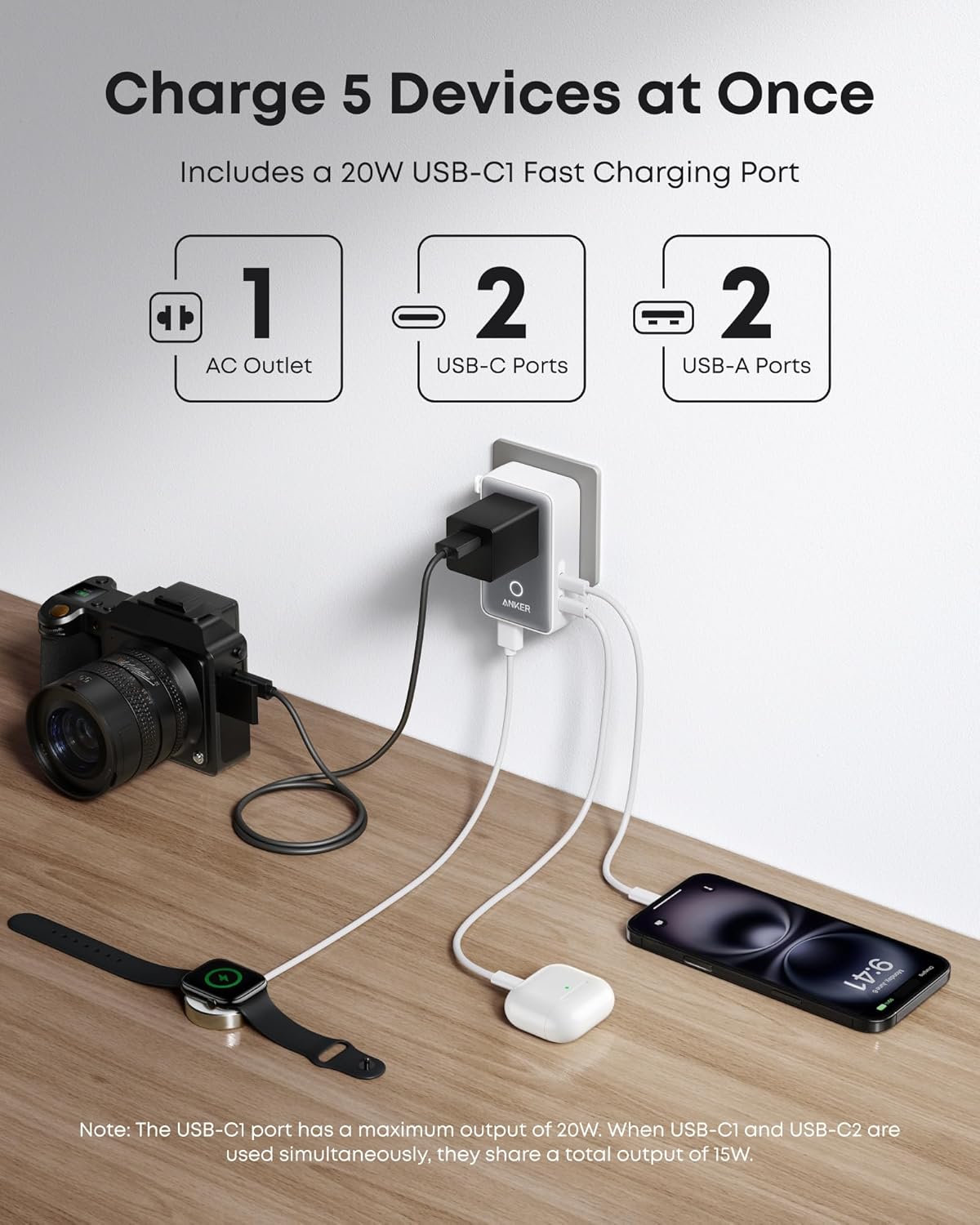 Anker Nano Travel Adapter 5-in-1 20W Travel Adapter