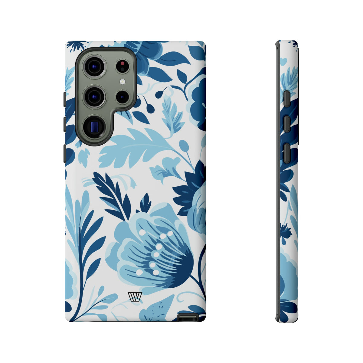 Blue White Flowers Tough Phone Case