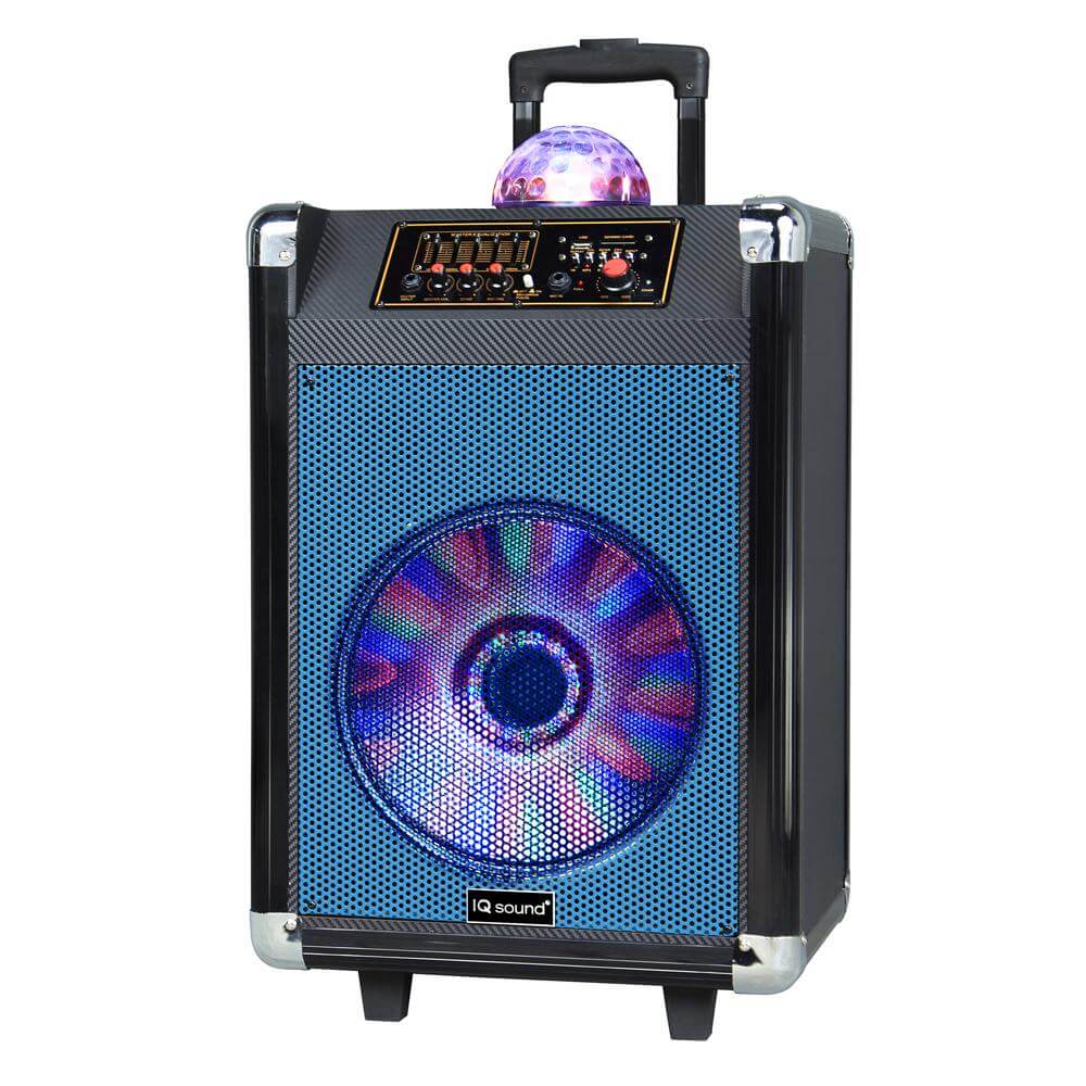 Portable Bluetooth Speaker 12' with Disco Ball Light IQ Sound