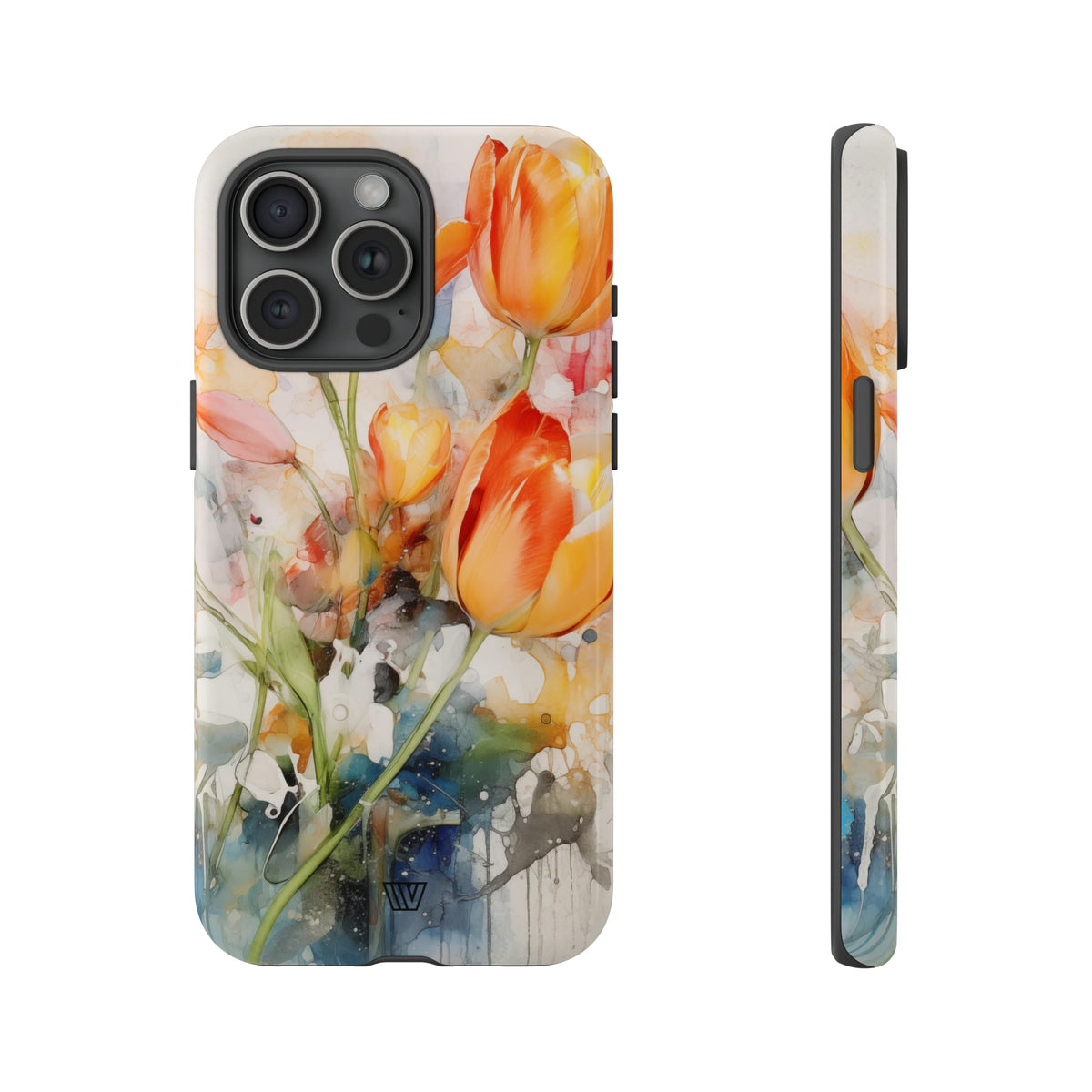 Watercolor Tulips Tough Phone Case Impact Resistant Polycarbonate Shell