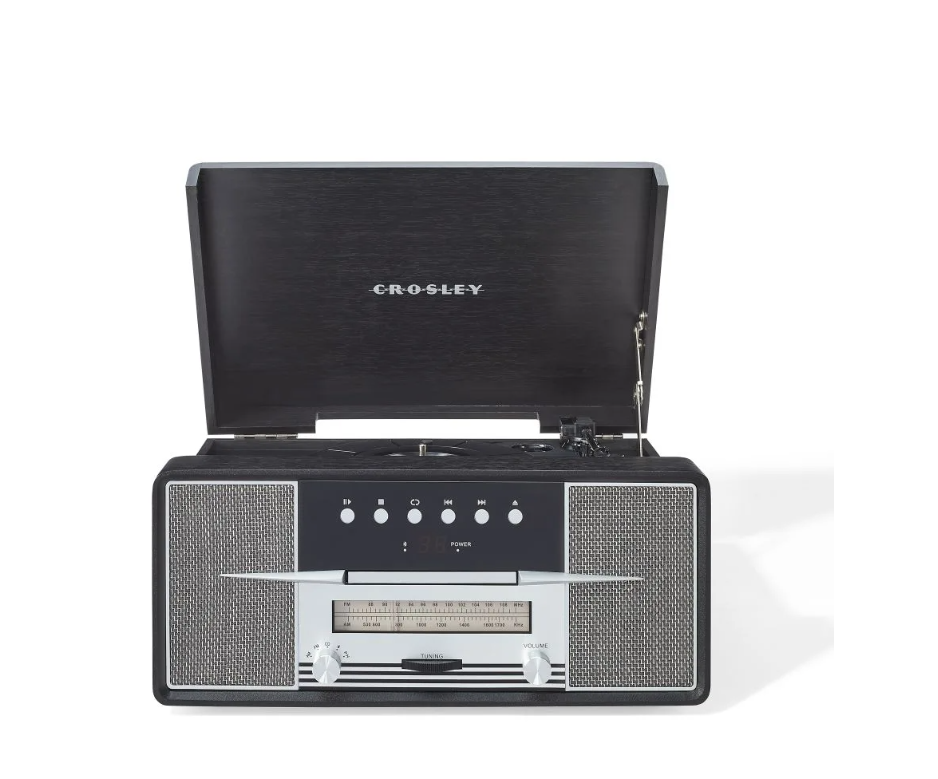 Crosley CR7016A Rhapsody 3-Speed Turntable AM/FM Radio CD Player - Black -NEW