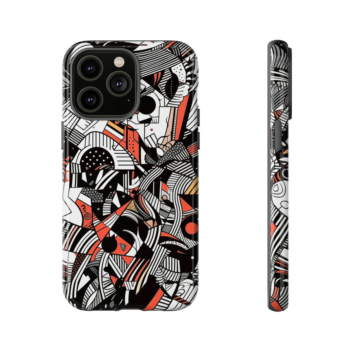 Abstract Doodle Tough Phone Case Dual-Layer Protection