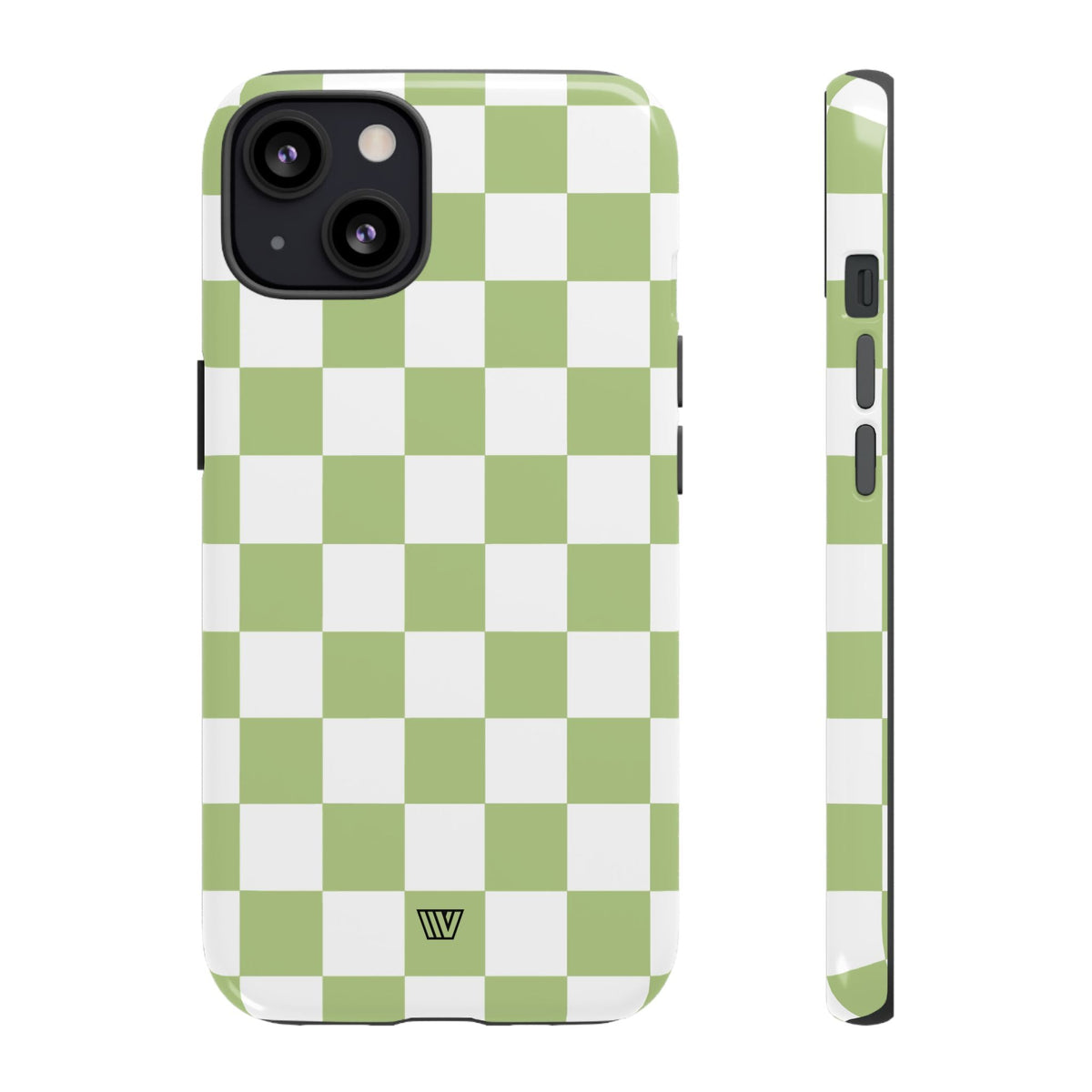 Pale Olive White Checkerboard Tough Phone Case