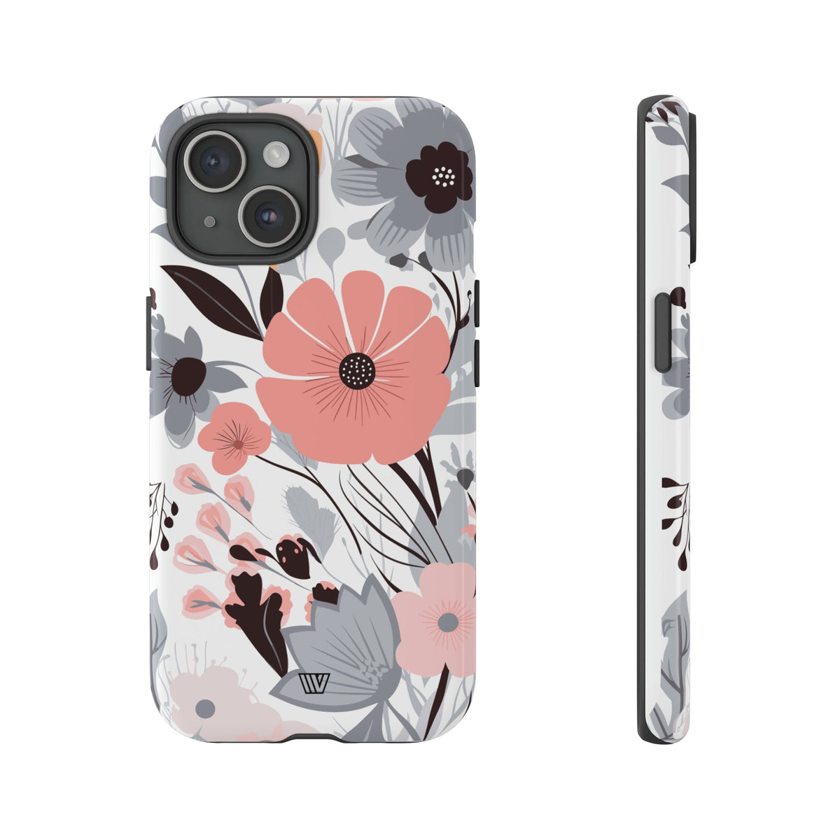 Gray Pastel Flowers Tough Phone Case