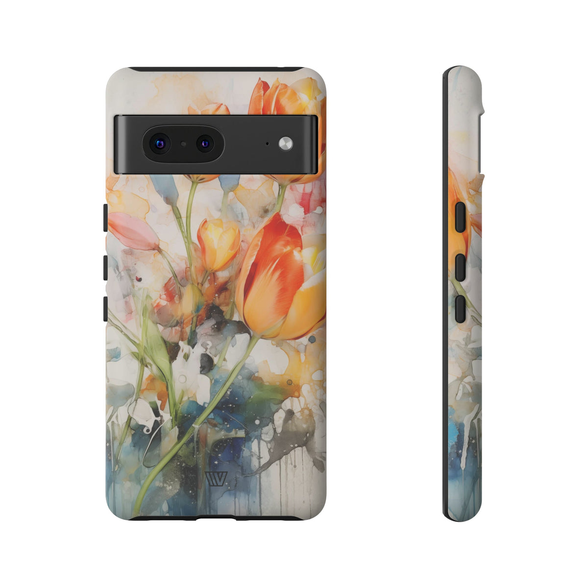 Watercolor Tulips Tough Phone Case Impact Resistant Polycarbonate Shell