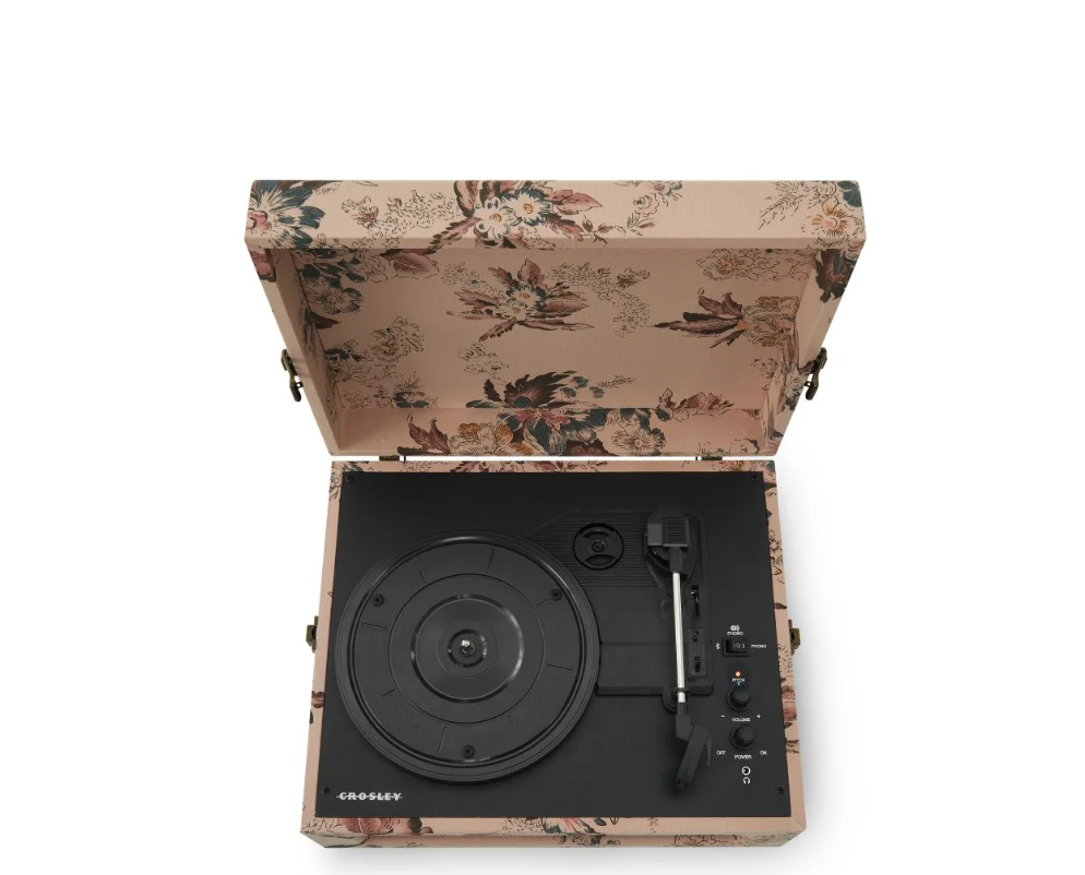 Crosley CR8017B 3-Speed Voyager Portable Turntable with Bluetooth Out - Floral-NEW