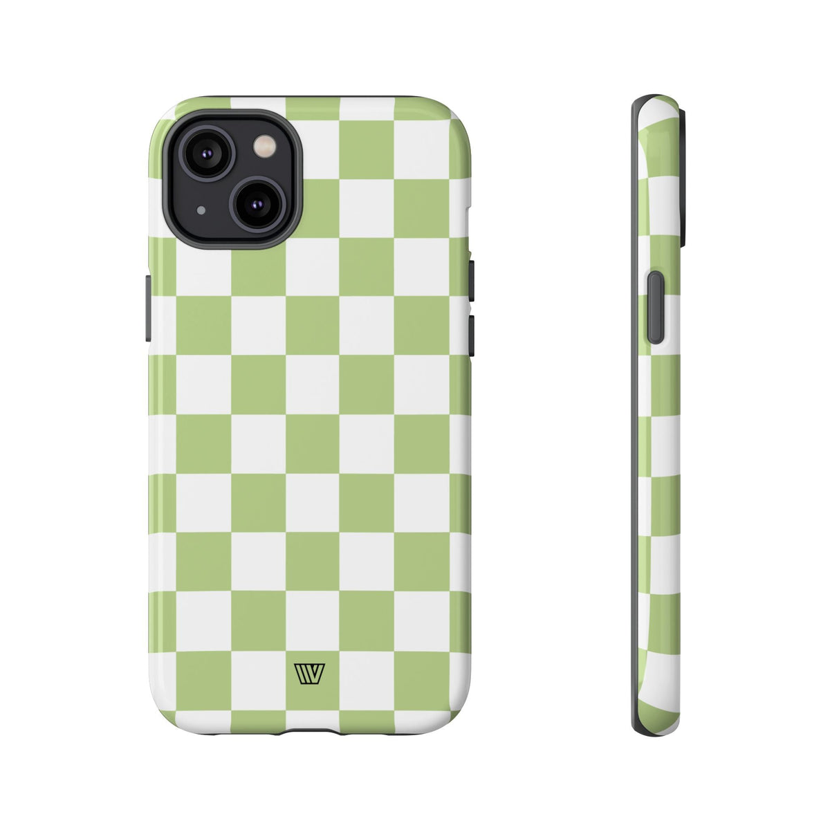 Pale Olive White Checkerboard Tough Phone Case