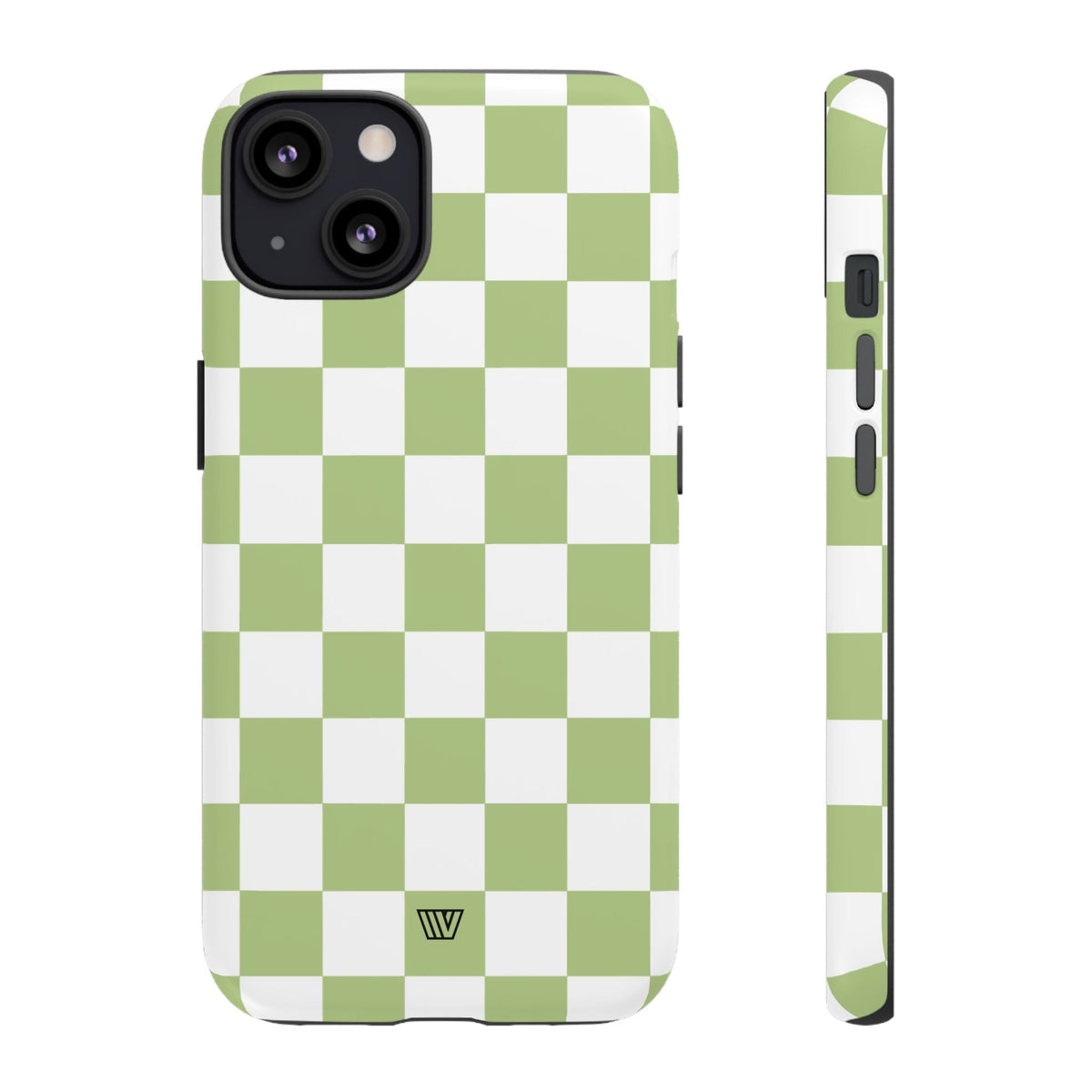 Pale Olive White Checkerboard Tough Phone Case