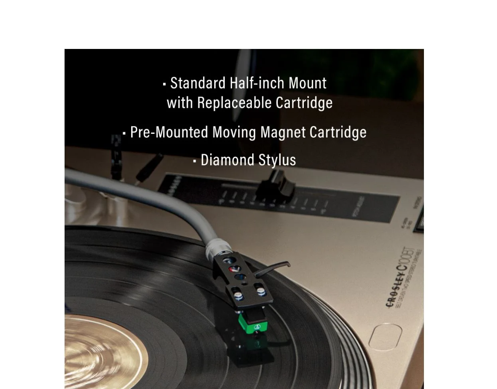 Crosley C100BT 2-Speed Bluetooth  Turntable, Champagne-NEW