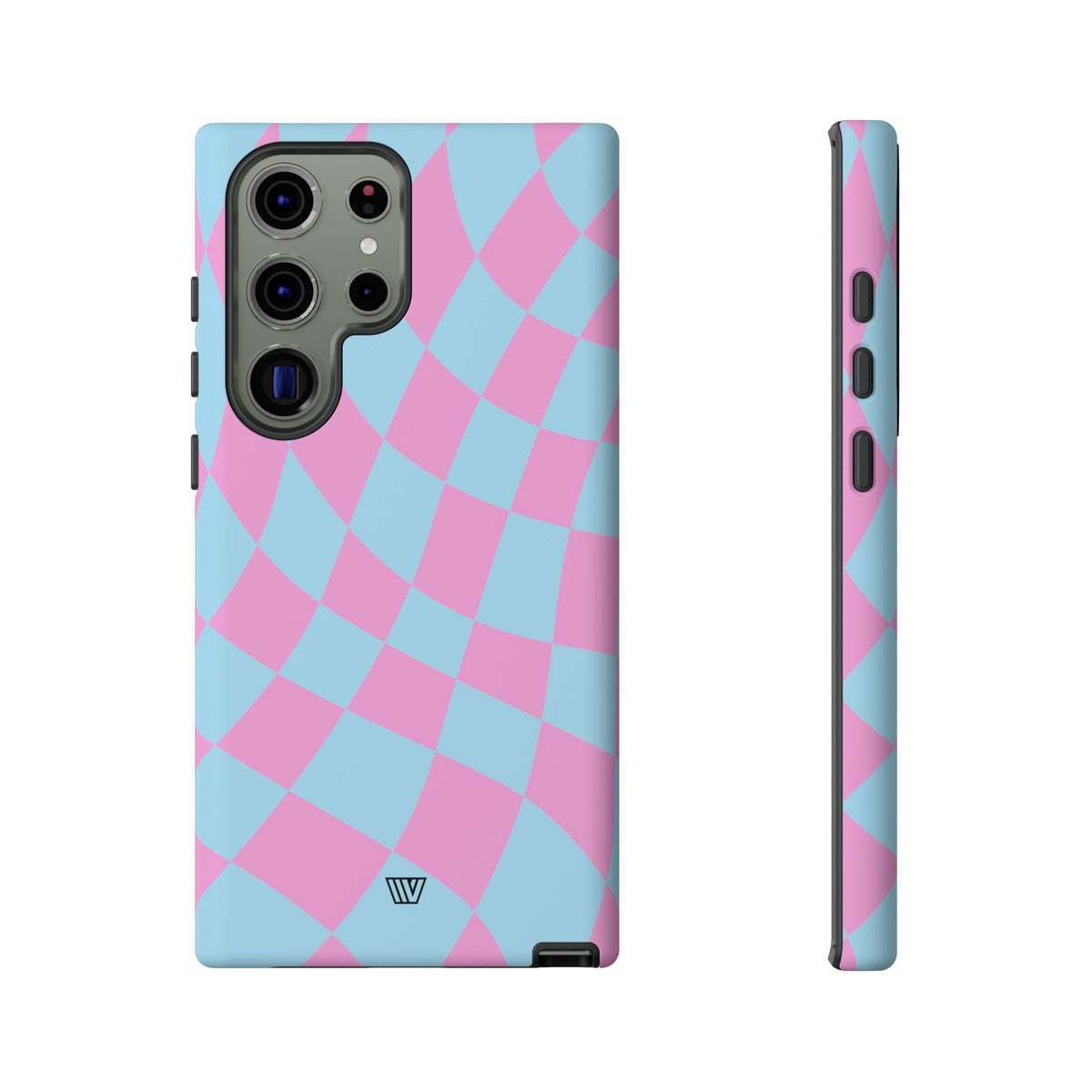 Blue Pink Curvy Checkerboard Tough Phone Case Trovvve