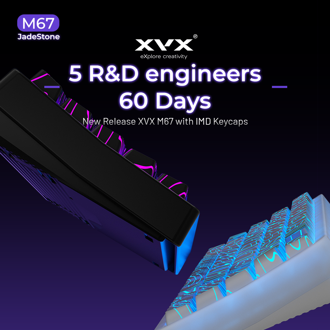 XVX M67 JadeStone Interstellar Black RGB Mechanical Keyboard 65% Layout