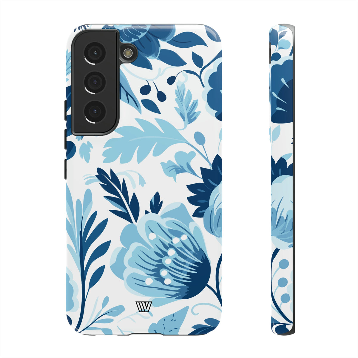 Blue White Flowers Tough Phone Case