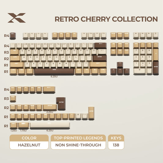 XVX Retro Cherry Color Matching Double-Shot PBT Keycap Set
