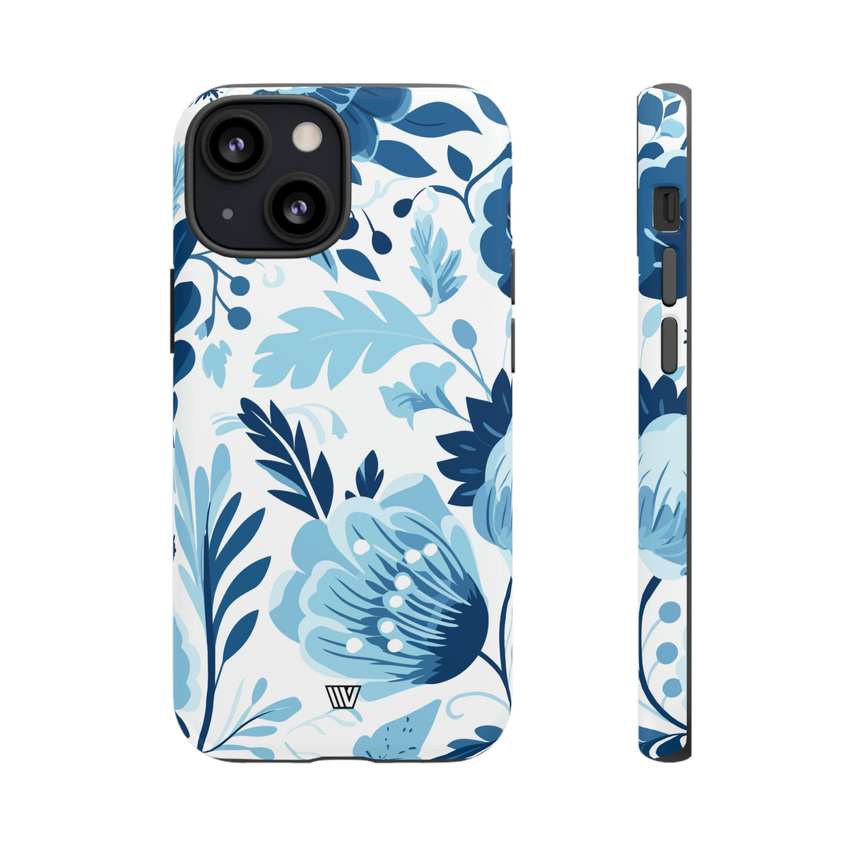 Blue White Flowers Tough Phone Case