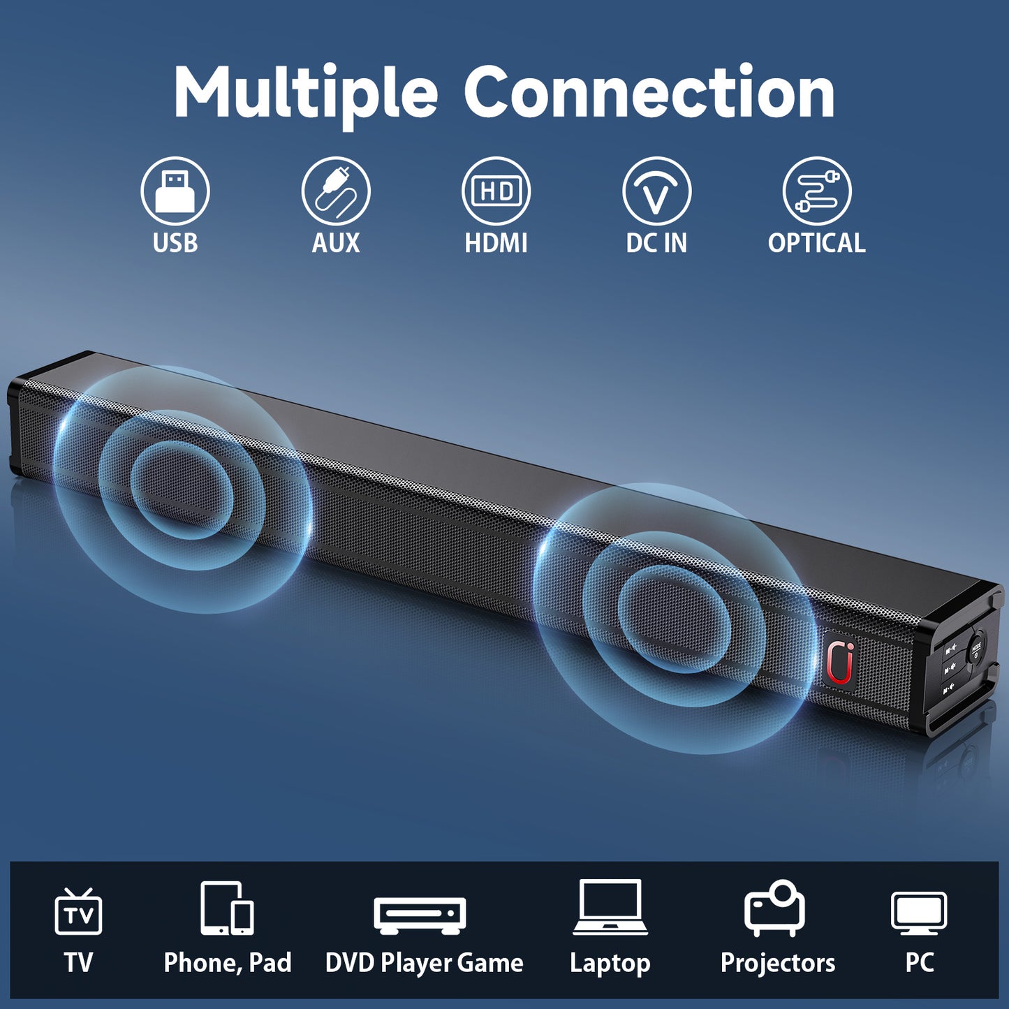 JYX 31.5in 3D Surround Sound Bar For TV With Subwoofer
