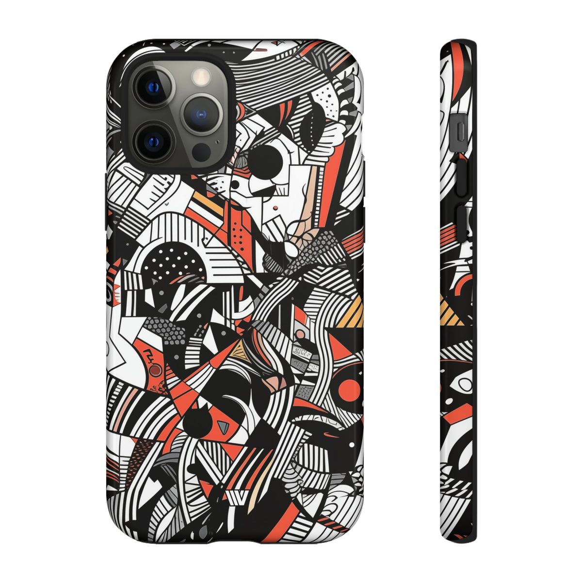 Abstract Doodle Tough Phone Case Dual-Layer Protection