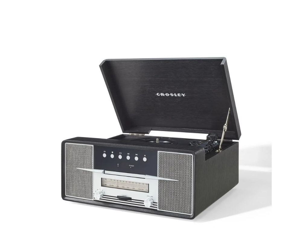 Crosley CR7016A Rhapsody 3-Speed Turntable AM/FM Radio CD Player - Black -NEW