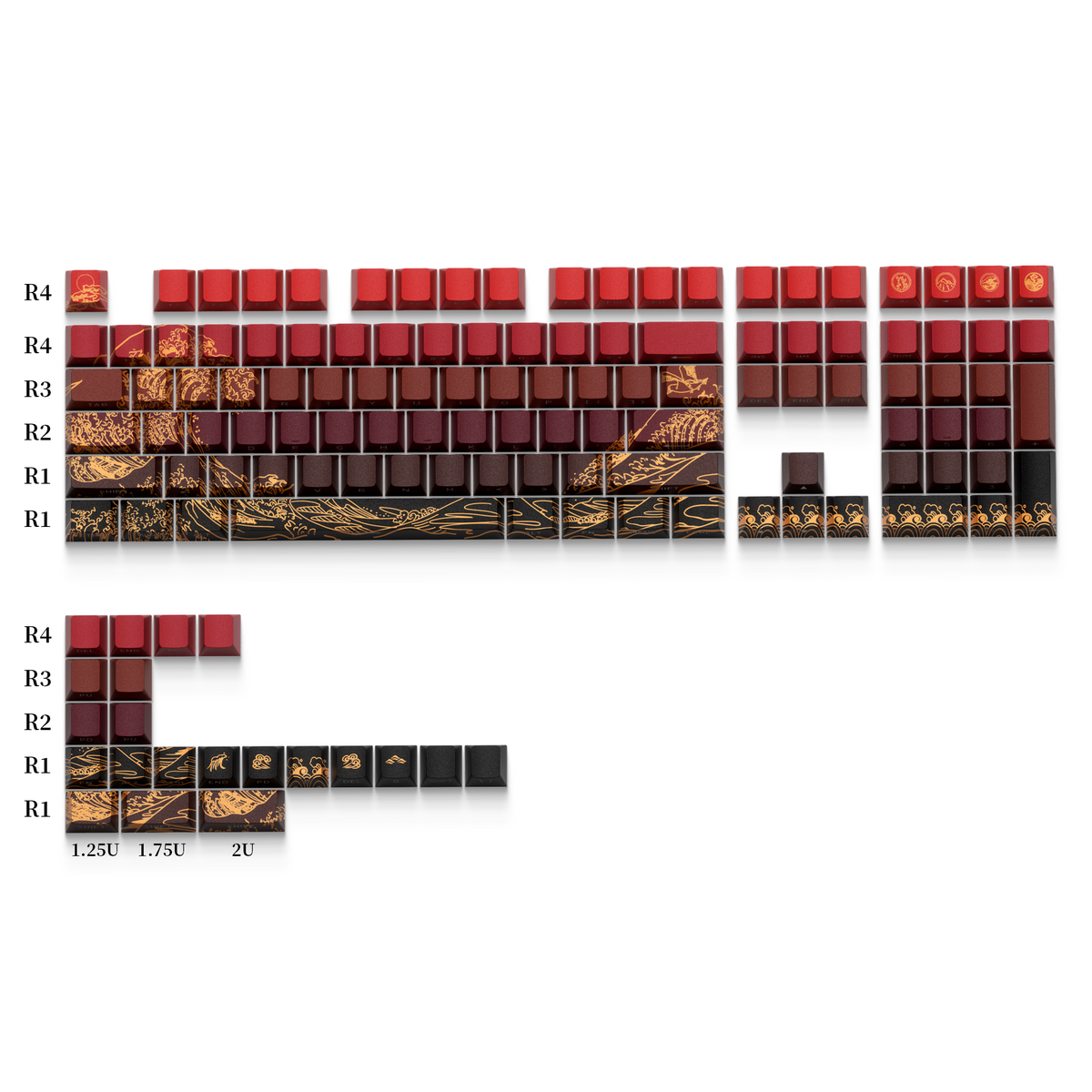 Wave of Kanagawa Cherry Profile Side Print Dye-sub PBT Keycap Set XVX