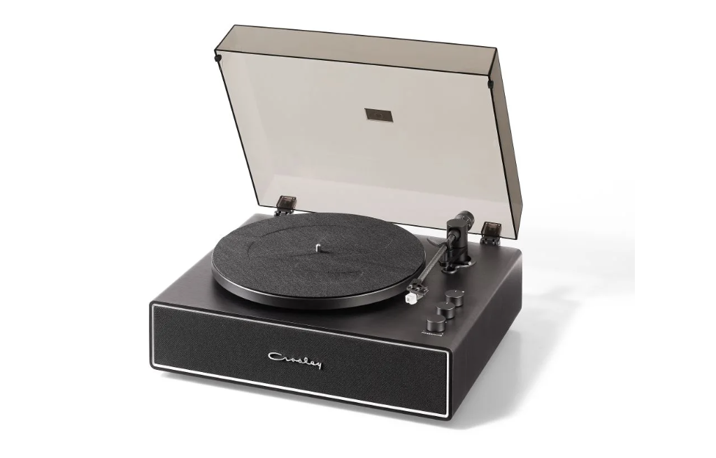 Crosley CR6046A Stave Bluetooth Turntable with Built-in Speakers, Black-NEW
