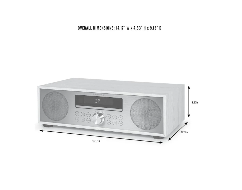Crosley CR3501A Fleetwood Clock Radio & CD Player With Bluetooth -Walnut -NEW