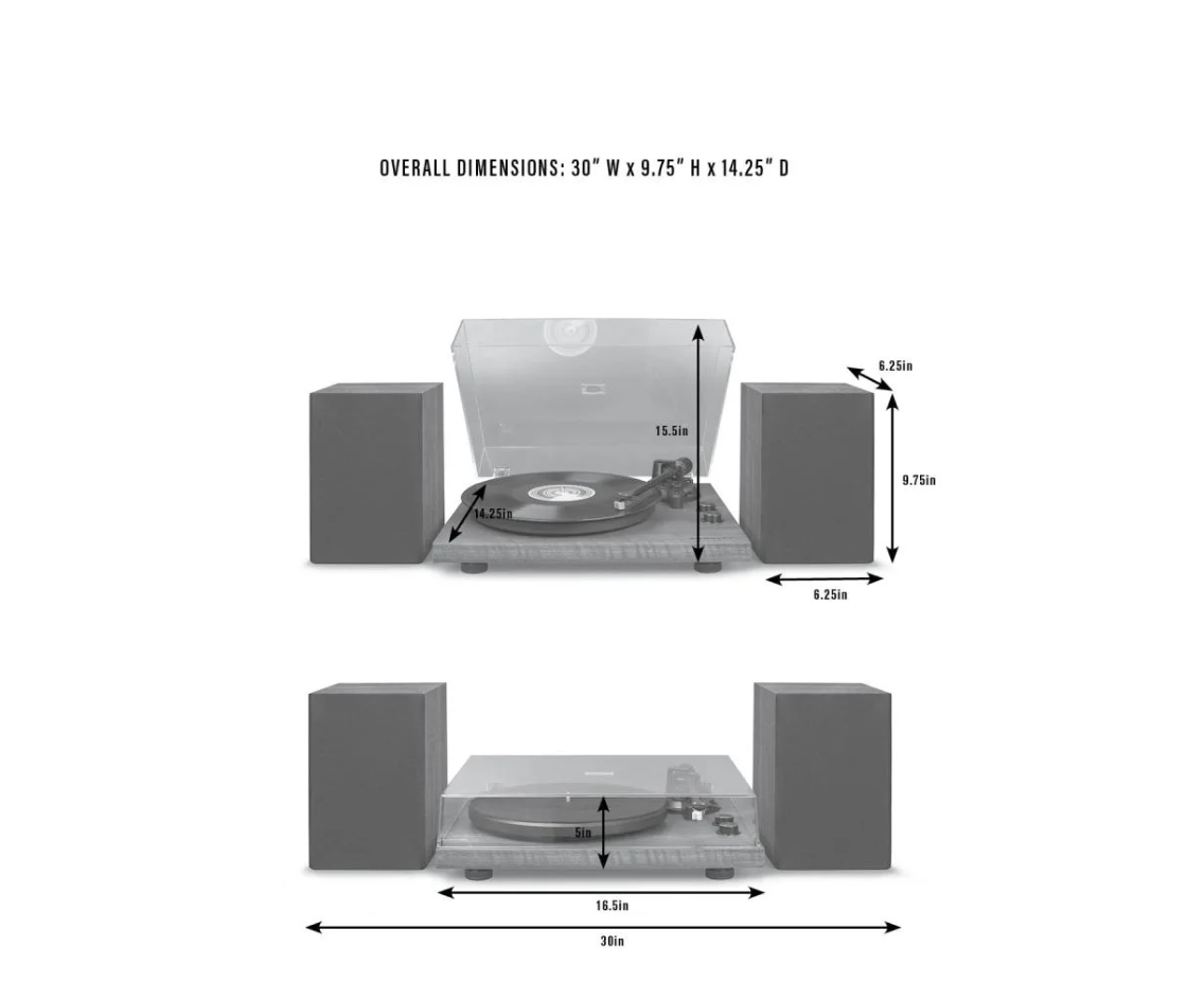 Crosley C62C-BK Belt-Drive 2-Speed Vinyl Bluetooth Turntable Record Player Black -NEW