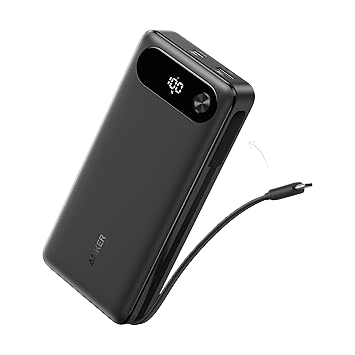 Power Bank 87W 20K mAh with Built-In USB-C Cable Anker