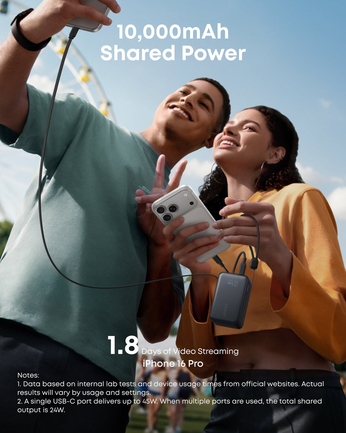 Anker Nano Power Bank 10K 45W Built-In Retractable USB-C Cable