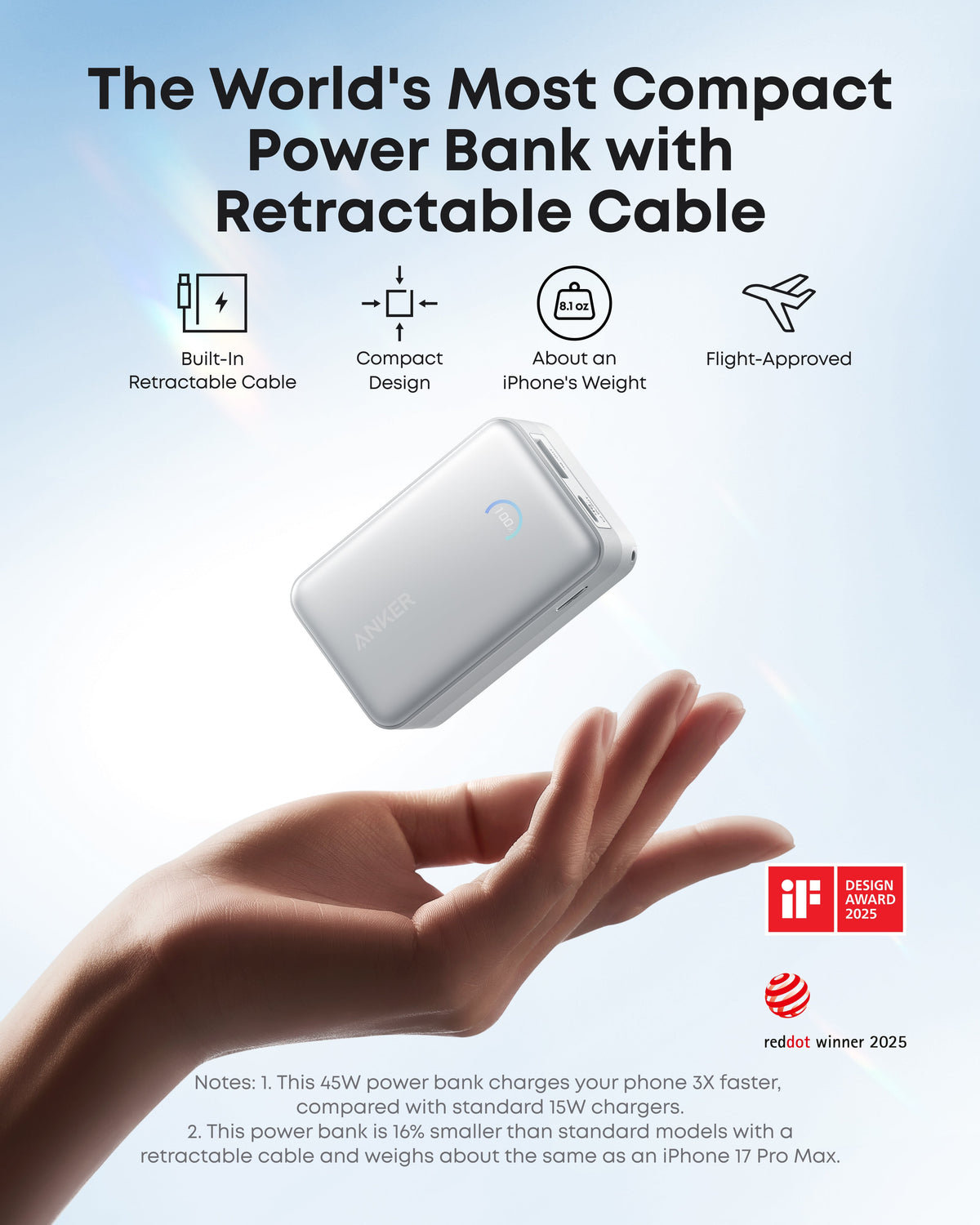 Anker Nano Power Bank 10K 45W Built-In Retractable USB-C Cable