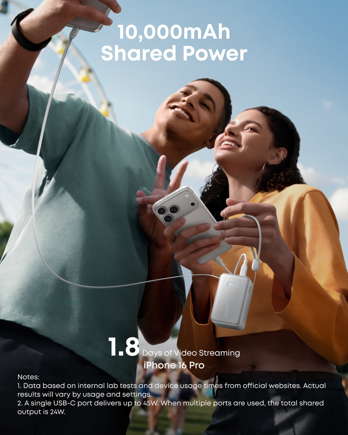 Anker Nano Power Bank 10K 45W Built-In Retractable USB-C Cable